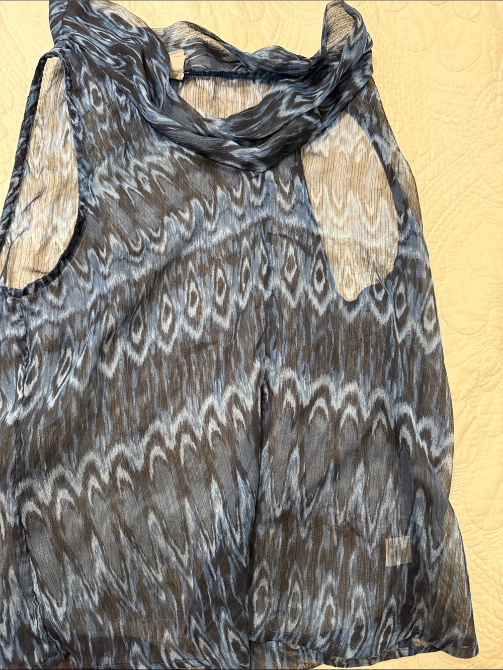 Converse Sheer Blue and Gray Abstract Print Camisole